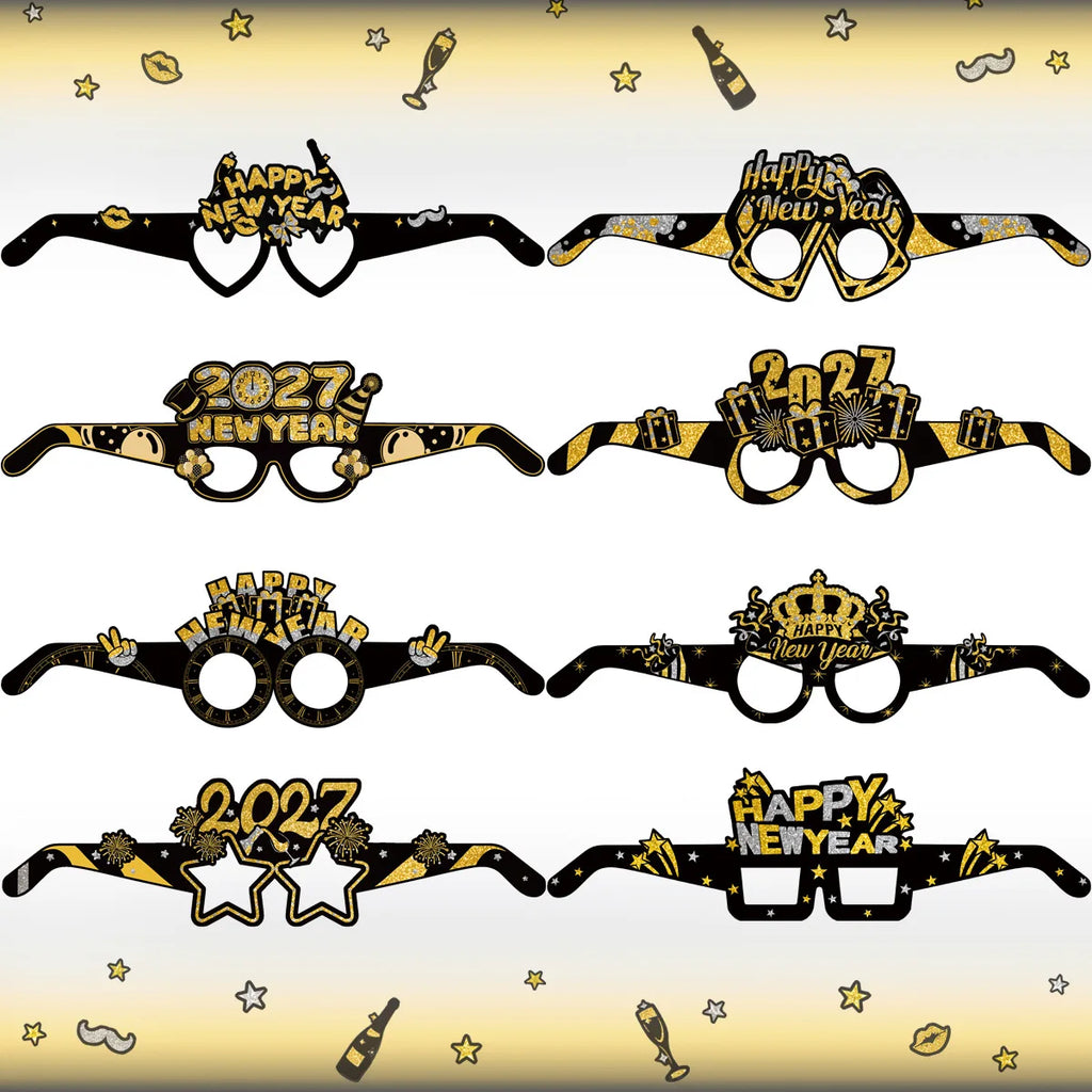 2027 New Year & Milestone Birthday Paper Glasses – Photo Booth Props