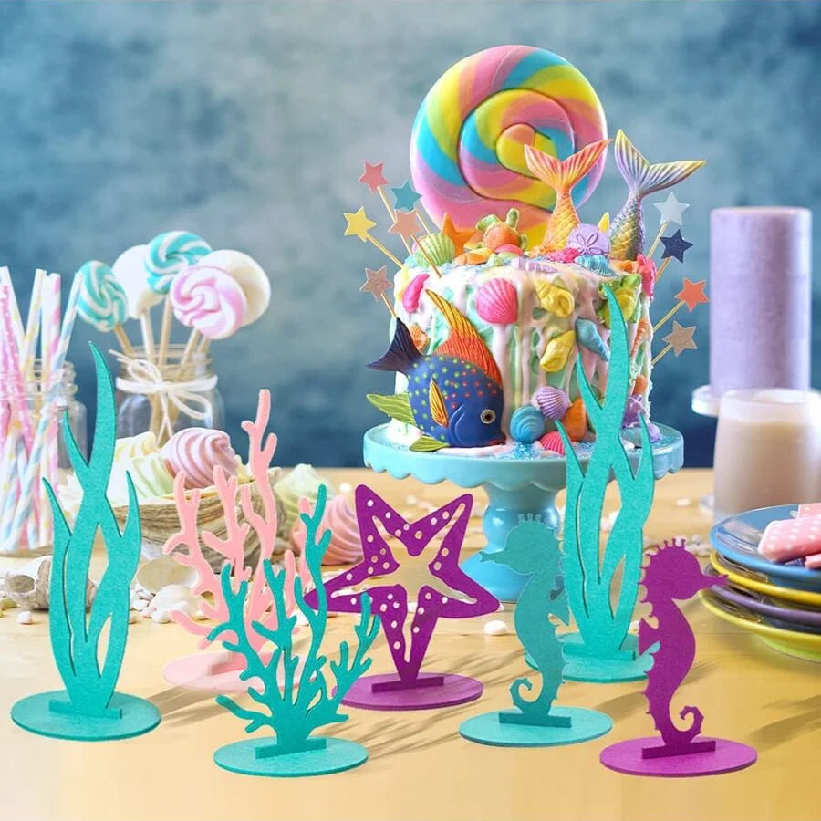 Mermaid Felt Table Centerpiece Set – 12-Piece Under the Sea Party Decoration