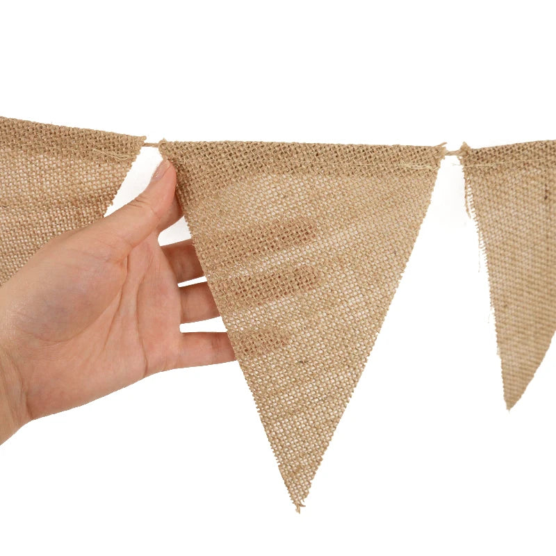 Burlap Bunting Banner – Rustic Jute Garland for Weddings & Parties