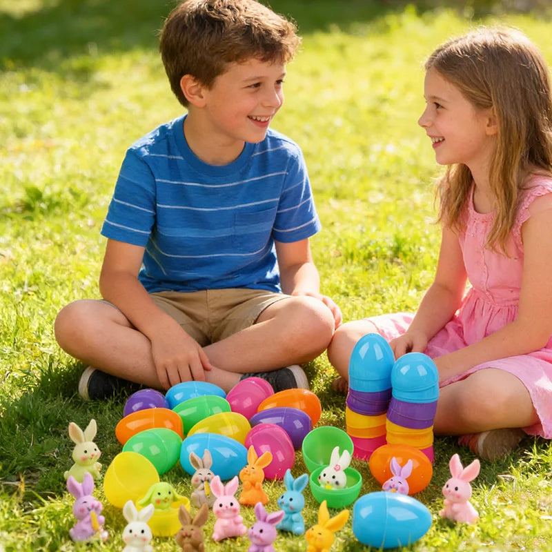 Easter Eggs & Bunny Figurines Set – Egg Hunt & Basket Fillers