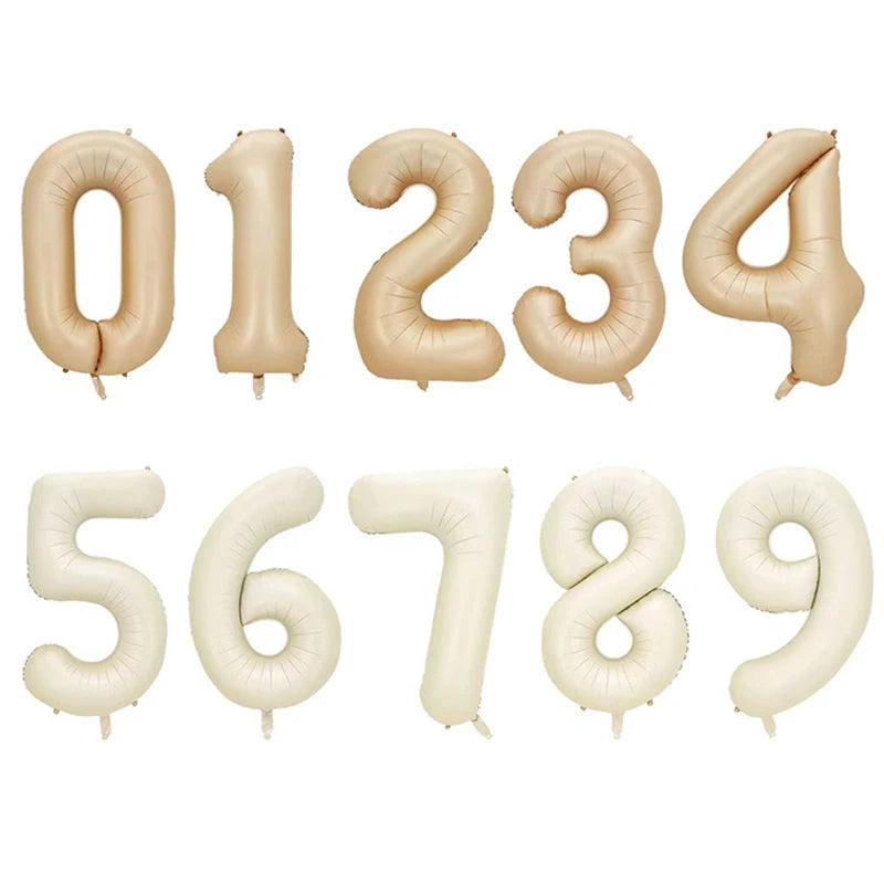 Cream & Caramel Number Balloons – 32 or 40 Inch Large Foil Balloon 0–9 for Birthdays & Weddings