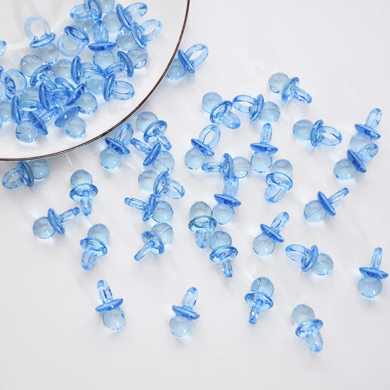 Mini Acrylic Pacifier Confetti for Baby Shower & Gender Reveal (50 & 100 Pack)