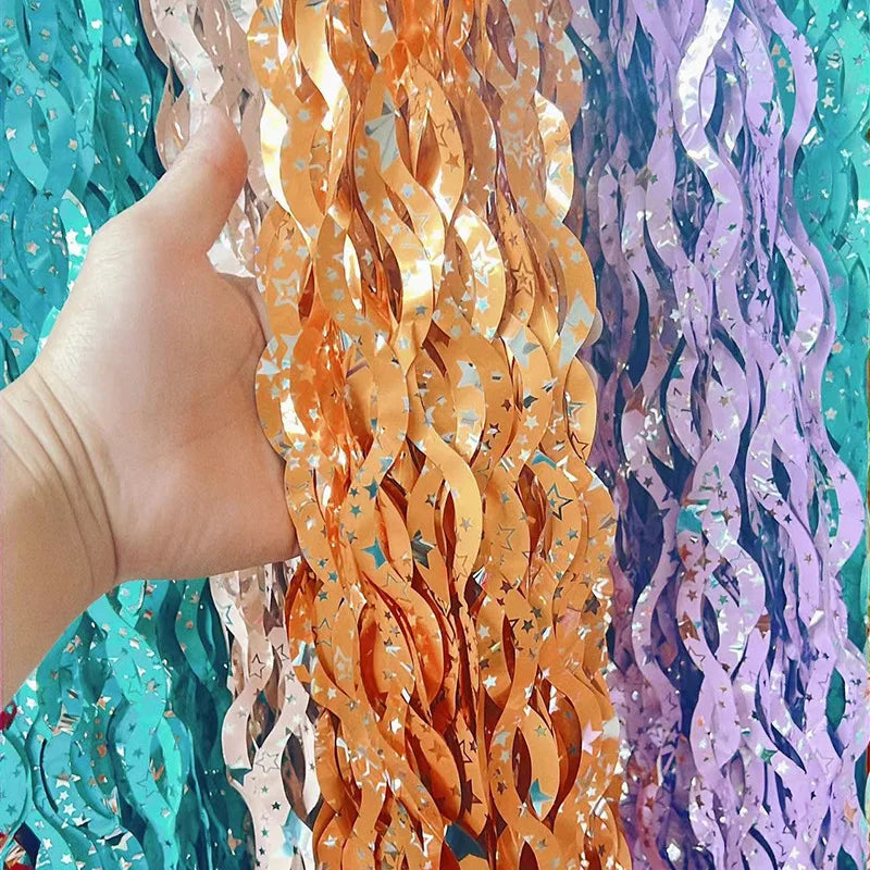 Star Metallic Foil Fringe Curtain – Party Backdrop & Photo Booth (1M or 2M, 23 Colors)