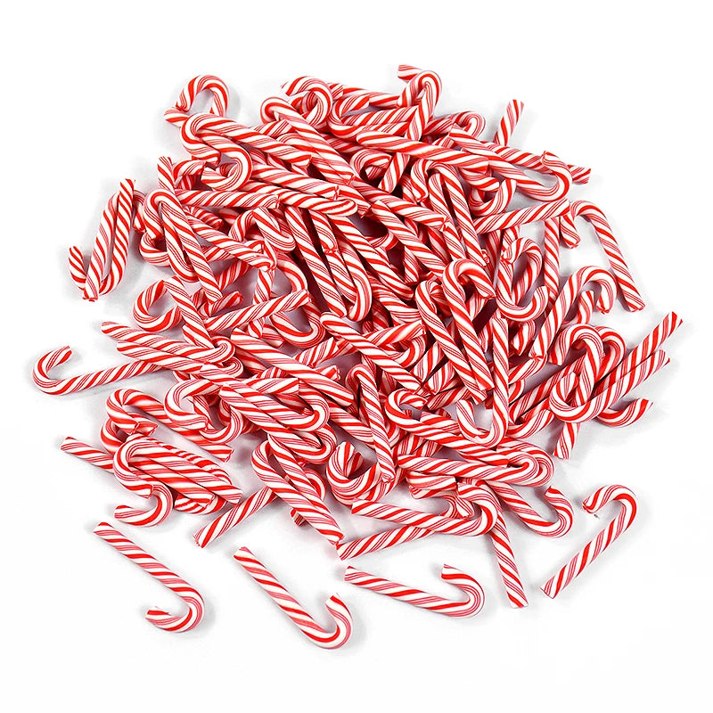 Mini Candy Cane Christmas Decorations – Red & White Resin Pendants (10/30/50 Pcs)