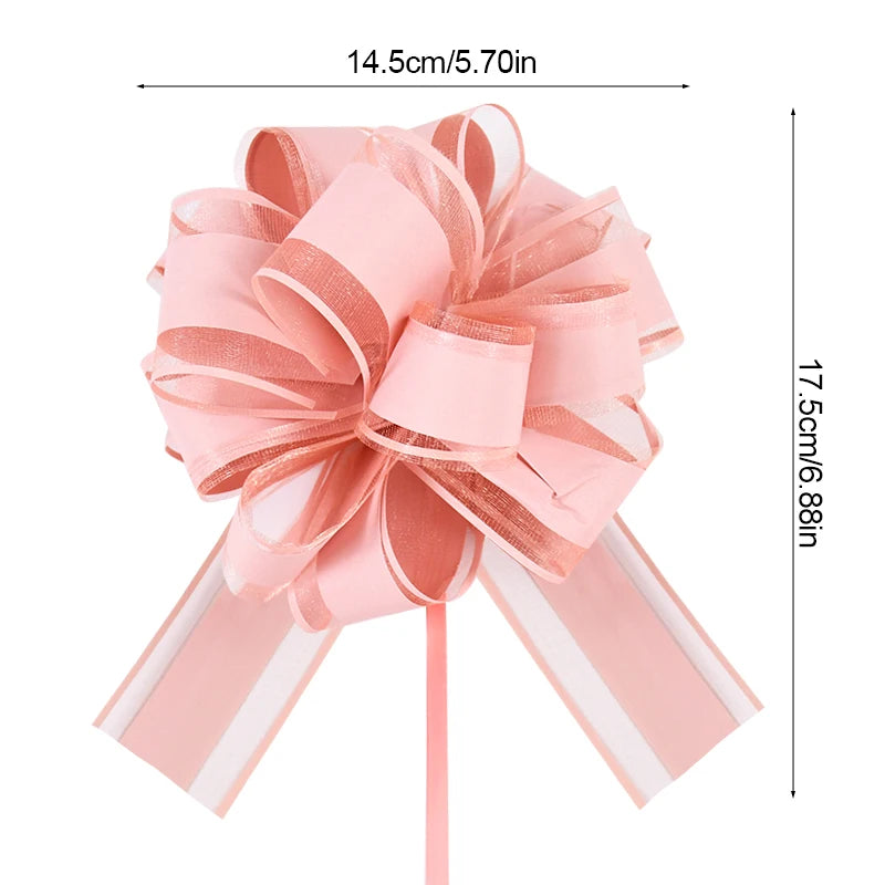 Silk Pull Bows – Wedding Car Decoration, Gift Wrapping & Party Ribbons in Pink, White & Gold (2, 4 & 10 Pack)