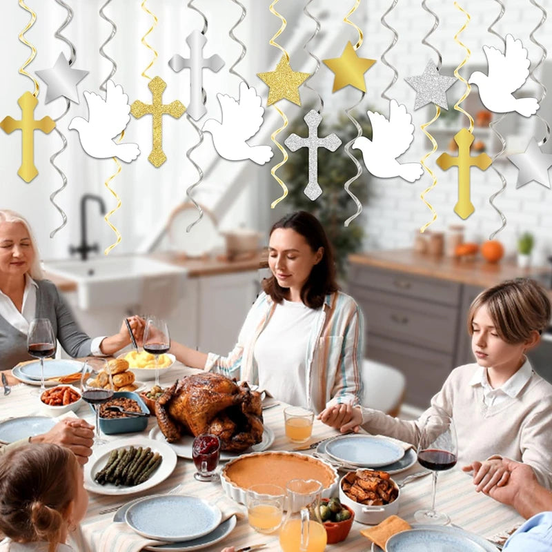 First Communion Hanging Swirls – Baptism & Religious Party Decor