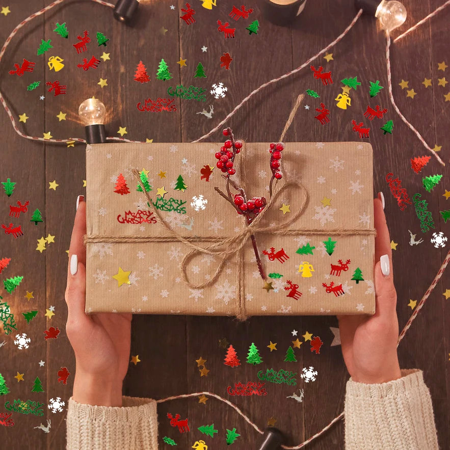Christmas Table Confetti – Xmas Tree & Snowflake Sequin Mix