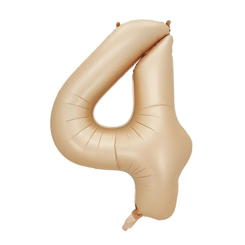 Cream & Caramel Number Balloons – 32 or 40 Inch Large Foil Balloon 0–9 for Birthdays & Weddings
