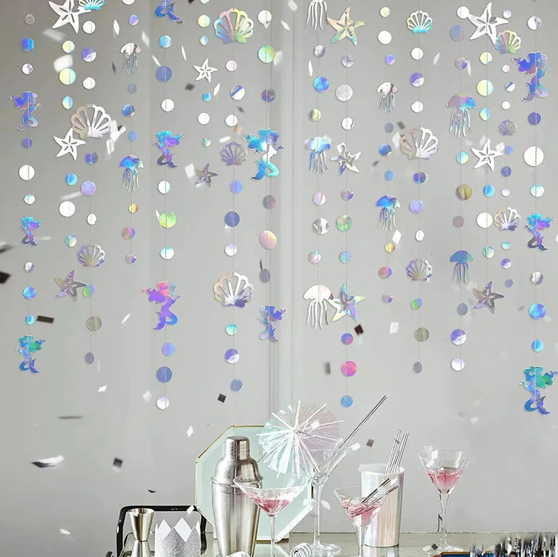 Iridescent Mermaid Hanging Garland – Under the Sea Party Decor