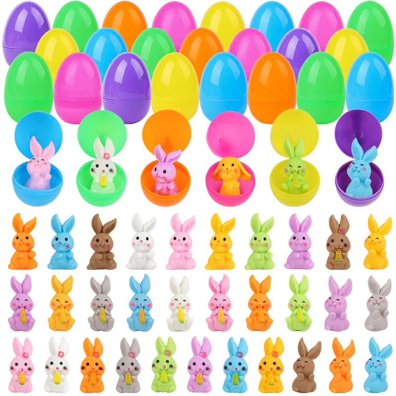 Easter Eggs & Bunny Figurines Set – Egg Hunt & Basket Fillers