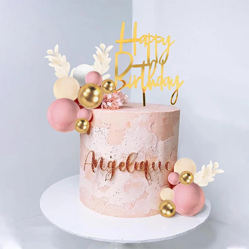 Ball Cake Toppers – Pearl & Gold Cupcake Topper Set for Birthday, Wedding & Baby Shower (32 Pcs)