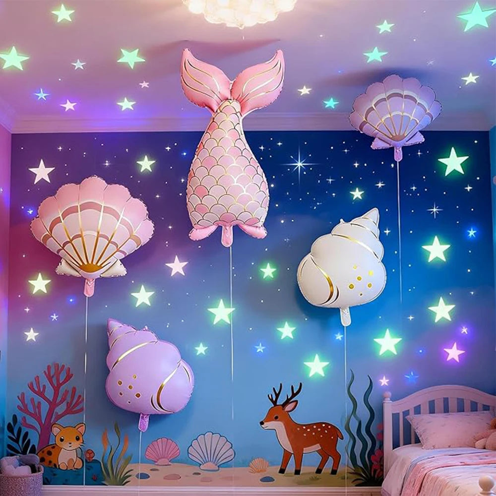 Under the Sea Foil Balloons – Starfish, Seashell & Mermaid Tail Shapes