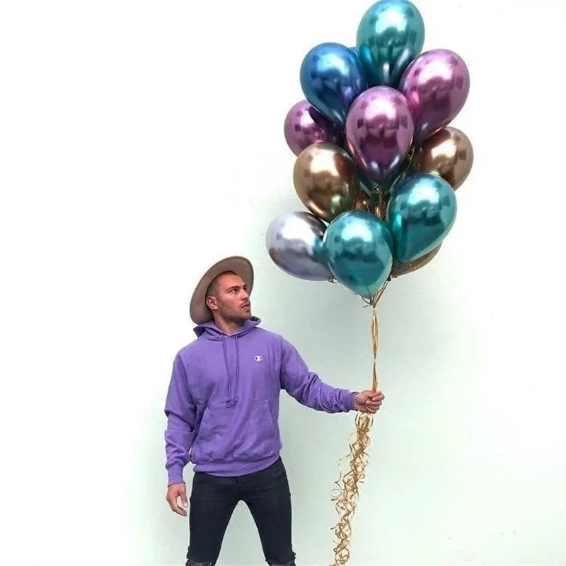 Chrome Metallic Mermaid Latex Balloons – 15-Piece Set, 10 Inch
