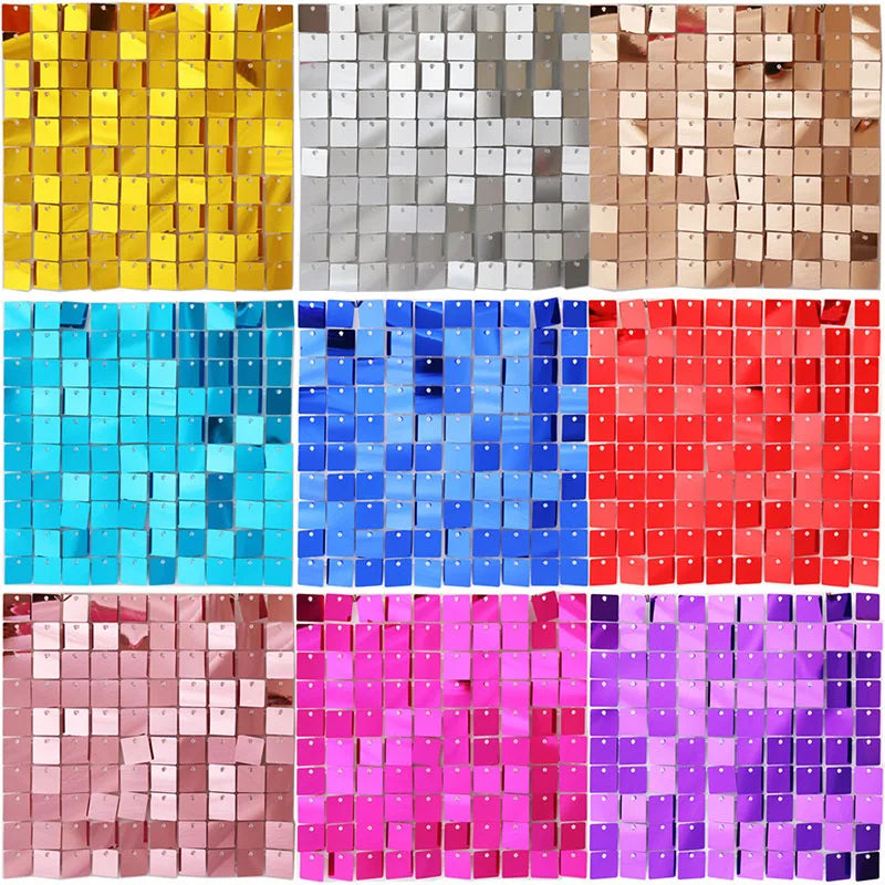 Glitter Sequin Backdrop Wall Panels – 30+ Colors, 6–30 Pcs