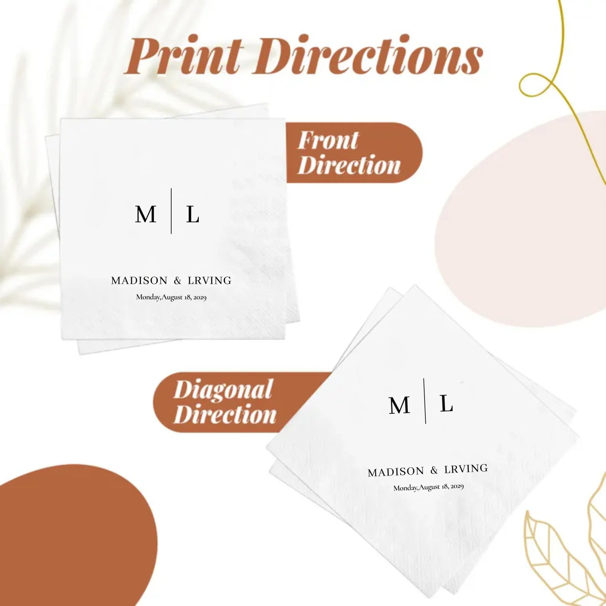 Personalized Paper Napkins – Custom Text & Monogram (7 Designs, 20–1000 pcs)