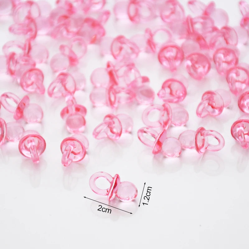 Mini Acrylic Pacifier Confetti for Baby Shower & Gender Reveal (50 & 100 Pack)