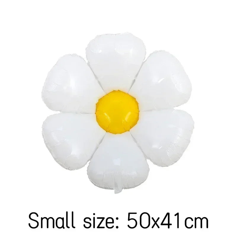 White Daisy Flower Foil Balloons – 3 Sizes, 1–10 Pcs
