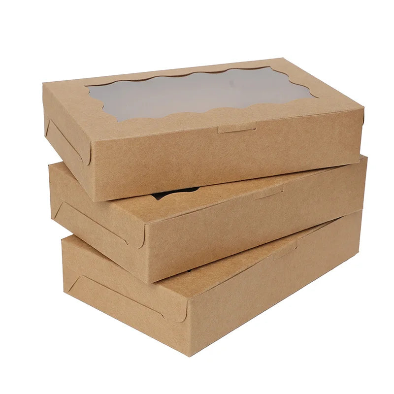 Gift Boxes with Window – Kraft Paper Treat Boxes for Birthdays, Weddings & Baby Showers (5, 10 or 20 Pcs)