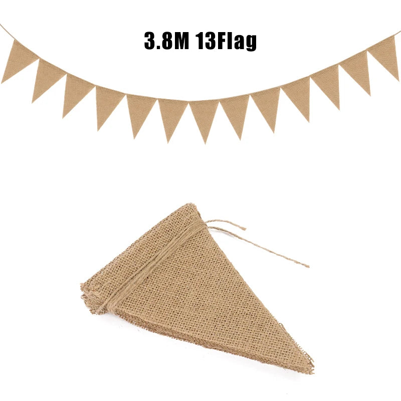 Burlap Bunting Banner – Rustic Jute Garland for Weddings & Parties