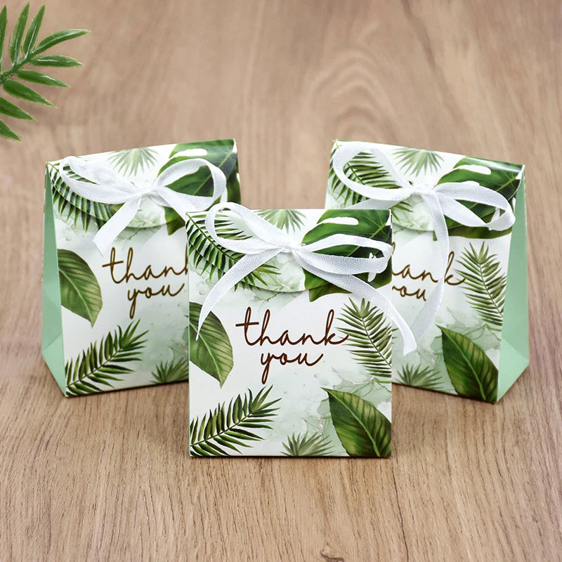 Thank You Gift Boxes – Green Leaf Candy & Cookie Favor Packaging
