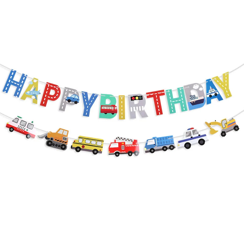 Construction Vehicle Happy Birthday Banner – Boys Party Decor