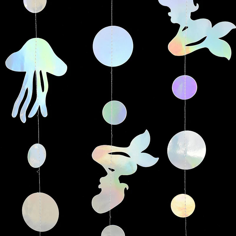 Iridescent Mermaid Hanging Garland – Under the Sea Party Decor