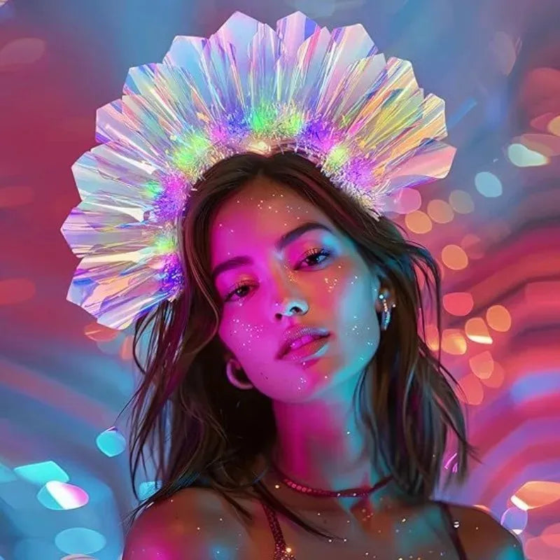 LED Light-Up Laser Headband – Glowing Iridescent Hair Hoop for Festivals, Concerts, Birthdays & Halloween (1, 2, 4, 8 or 10 Pcs)