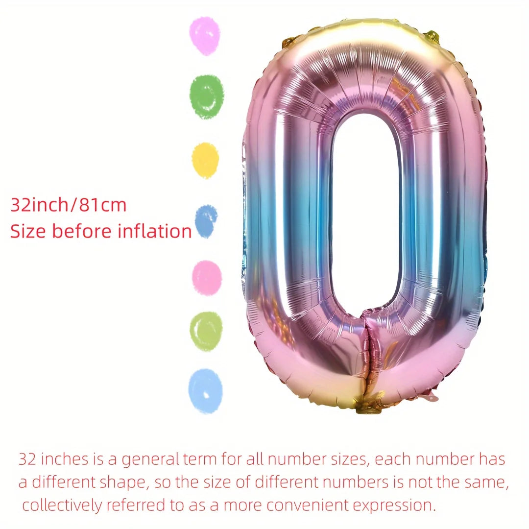 32" Number Foil Balloon – Gold, Silver, Rainbow, Red & Blue