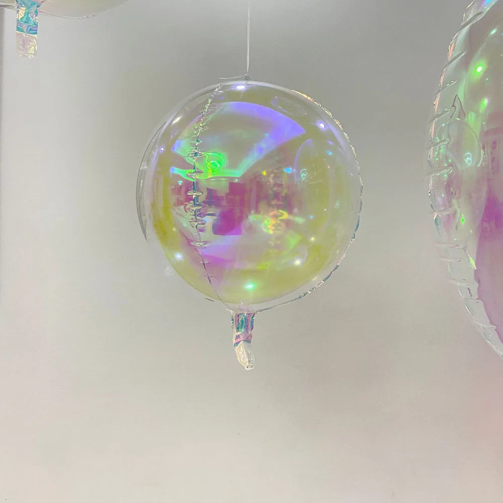 Iridescent 4D Round Foil Balloons – 12-Pack Holographic Party Balloons