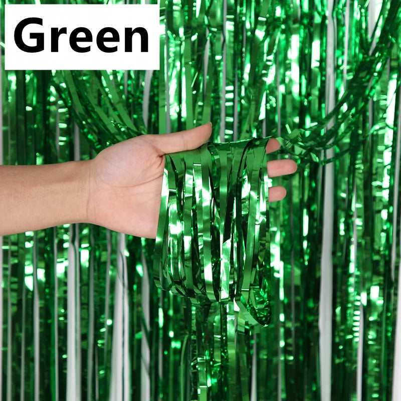 Metallic Foil Fringe Curtain Backdrop – 1, 2 or 4 Pack