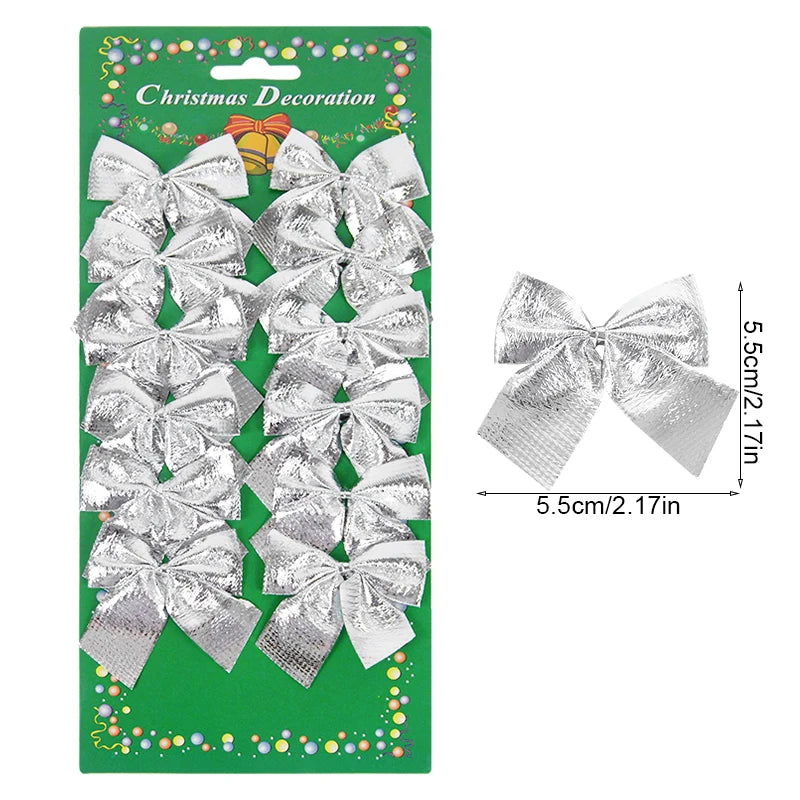 Christmas Bow Ornaments – Mini Bowknot Tree Pendants in Red, Gold & Silver (12 & 24 Pack)