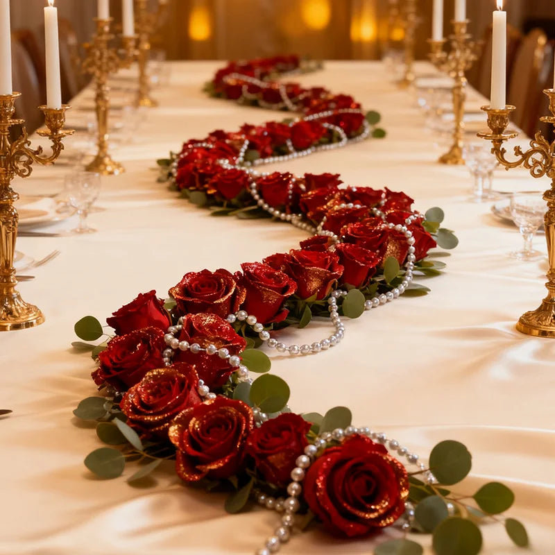 Glitter Rose Artificial Flower Bouquet – Wedding & Valentine’s Decor