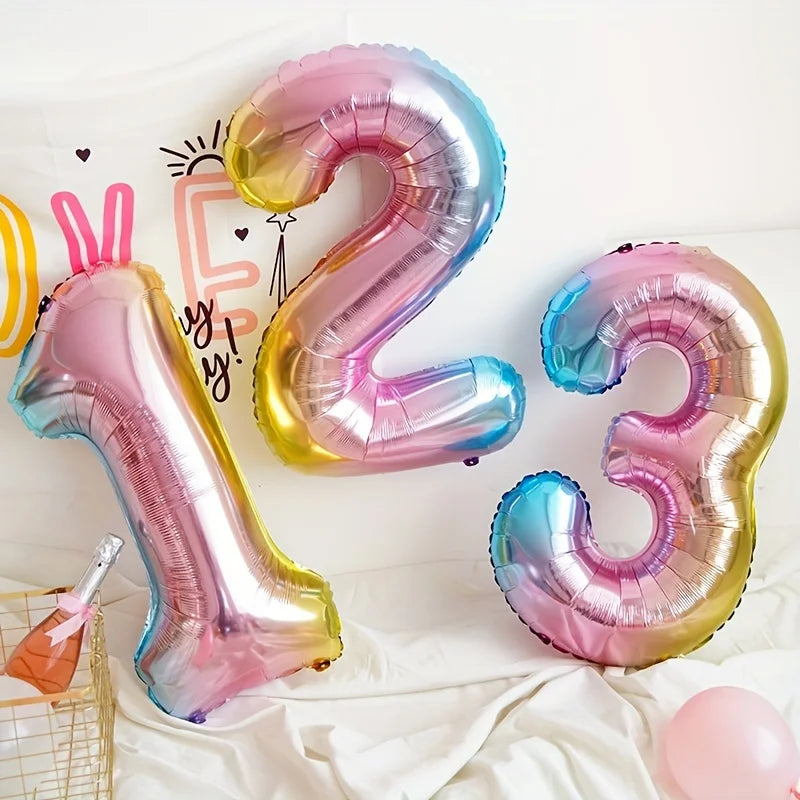 32" Number Foil Balloon – Gold, Silver, Rainbow, Red & Blue