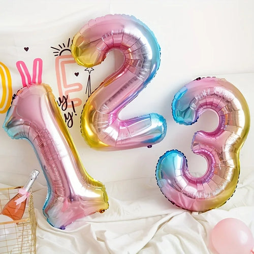 32" Number Foil Balloon – Gold, Silver, Rainbow, Red & Blue