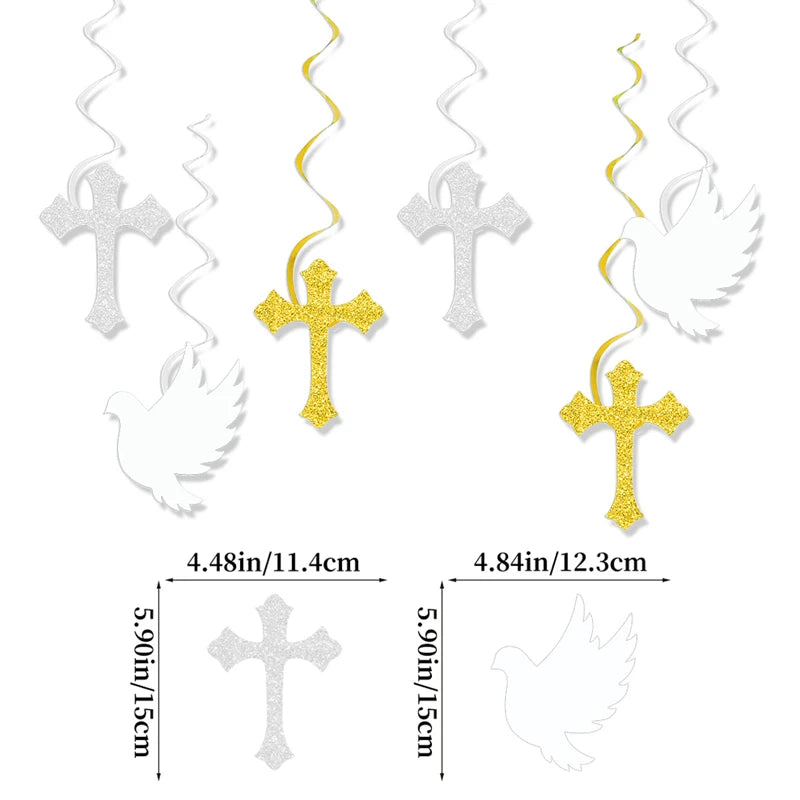 First Communion Hanging Swirls – Baptism & Religious Party Decor