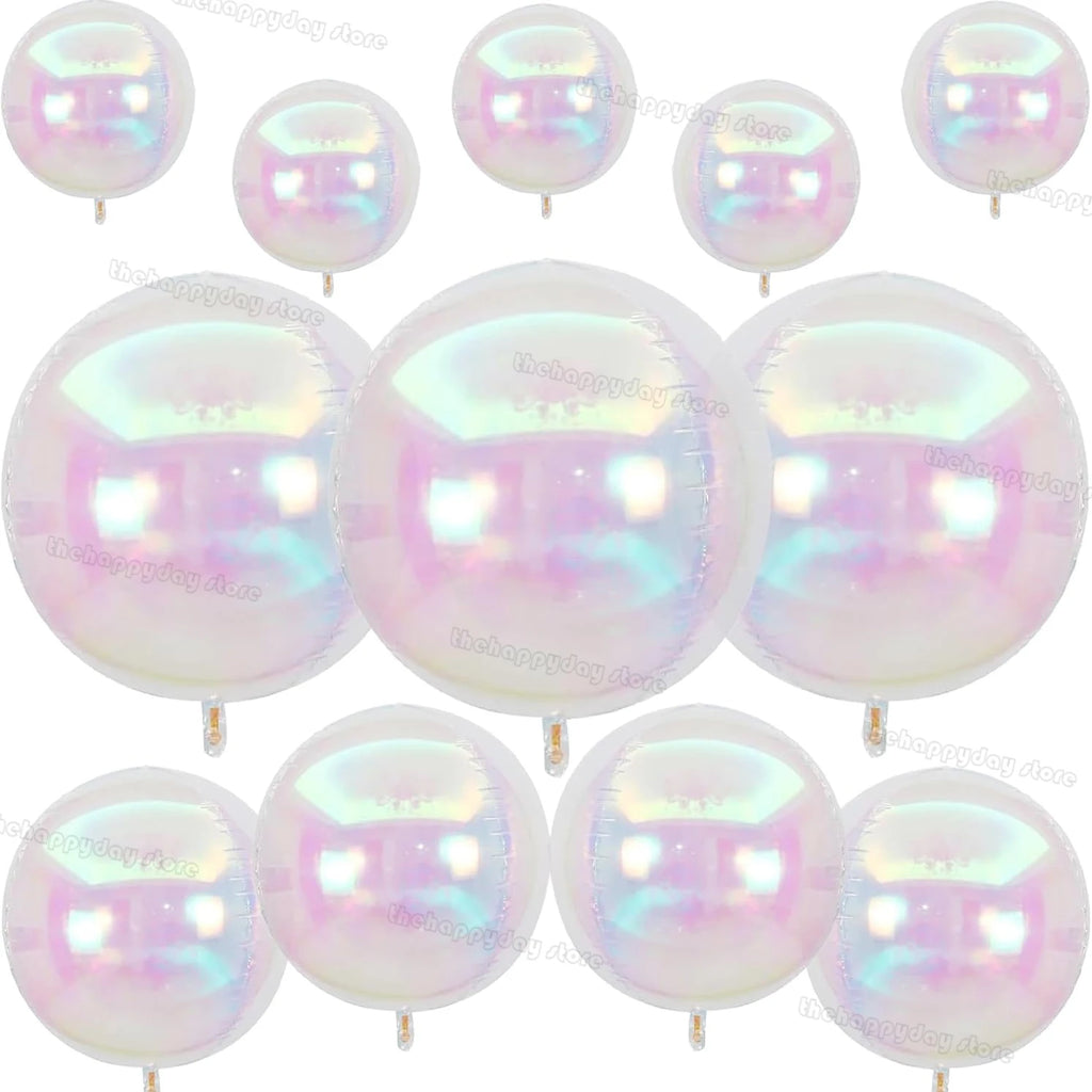 Iridescent 4D Round Foil Balloons – 12-Pack Holographic Party Balloons