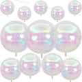 Iridescent 4D Round Foil Balloons – 12-Pack Holographic Party Balloons
