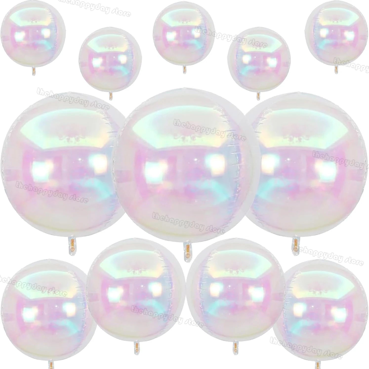 Iridescent 4D Round Foil Balloons – 12-Pack Holographic Party Balloons