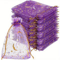 Purple Moon & Star Organza Favor Bags – 50 Pcs