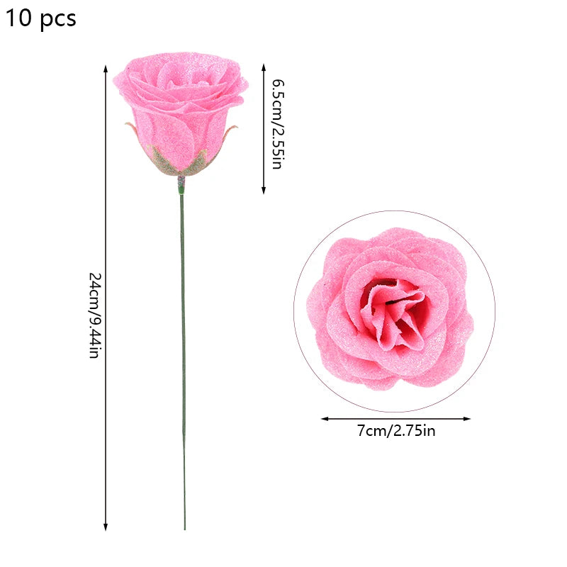 Glitter Rose Artificial Flower Bouquet – Wedding & Valentine’s Decor
