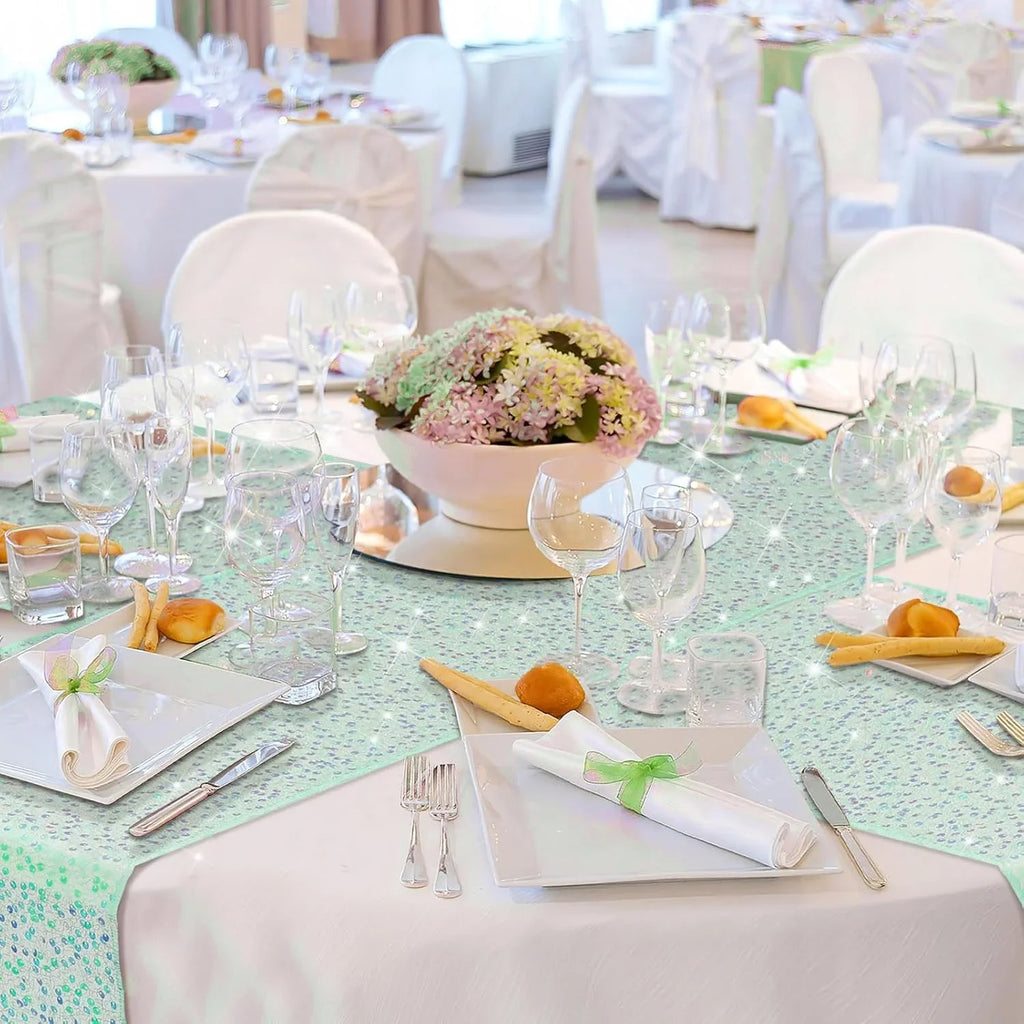 Iridescent Tulle Table Runner – Sheer Floral Party Table Decor (30x183cm or 30x275cm, 6 Colors)