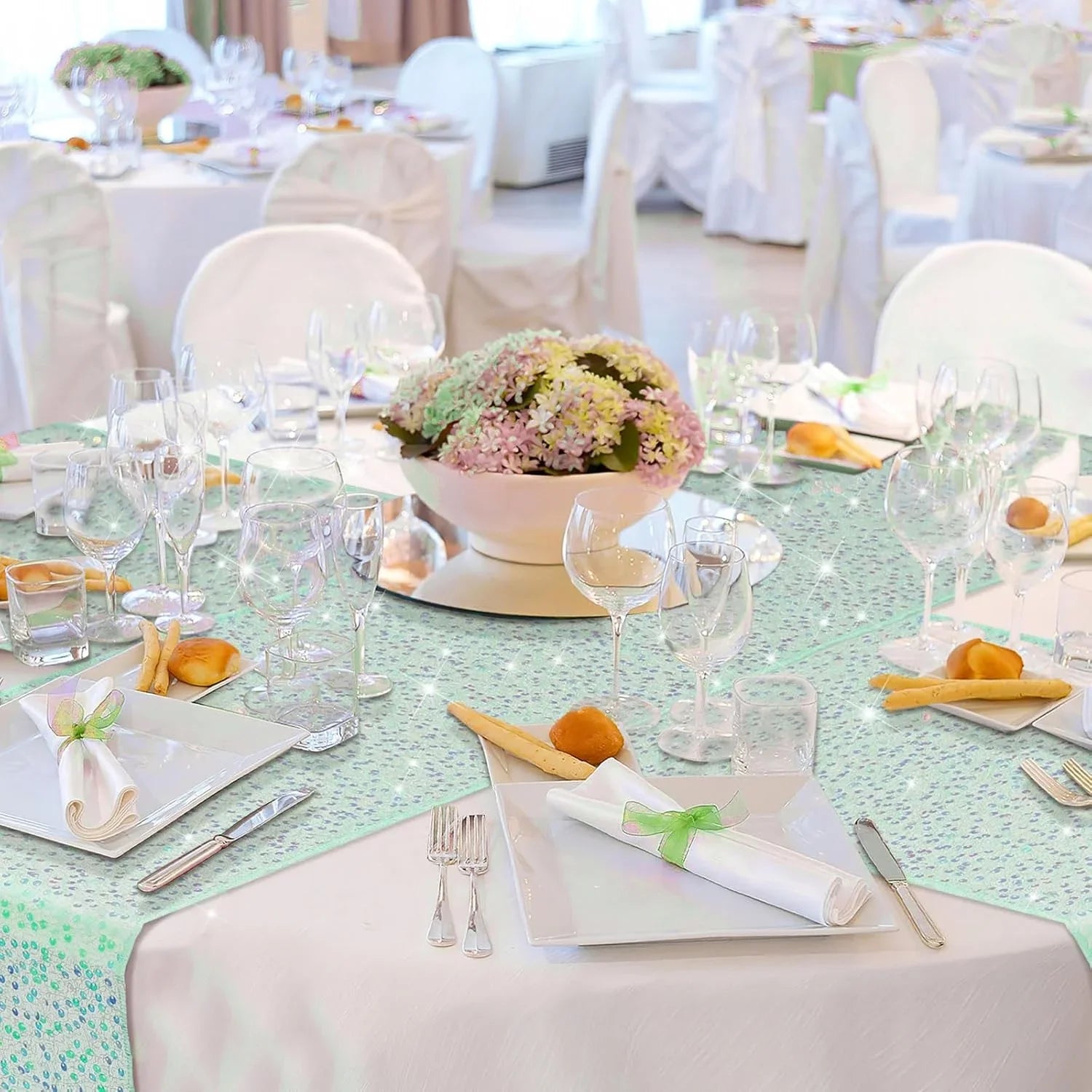 Iridescent Tulle Table Runner – Sheer Floral Party Table Decor (30x183cm or 30x275cm, 6 Colors)