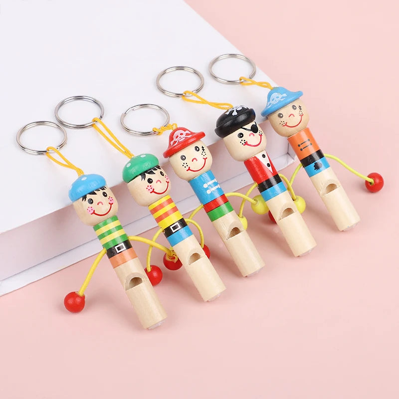 Wooden Pirate Whistle Keychains – Kids Party Favors & Goodie Bag Fillers