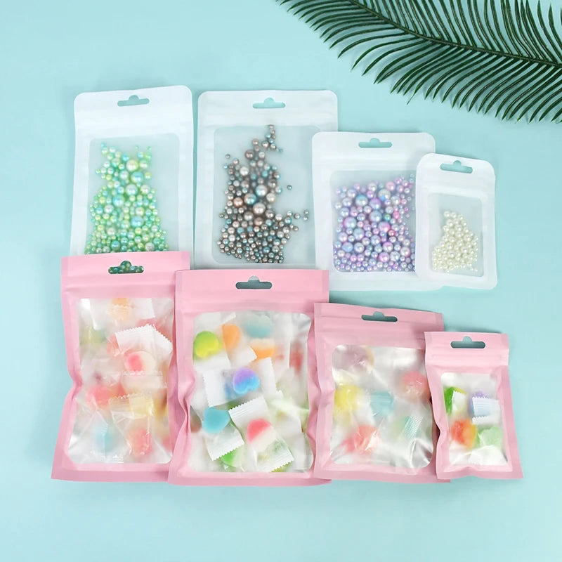 Matte Zip-Lock Foil Gift Pouches – Holographic Resealable Bags (50 Pack)