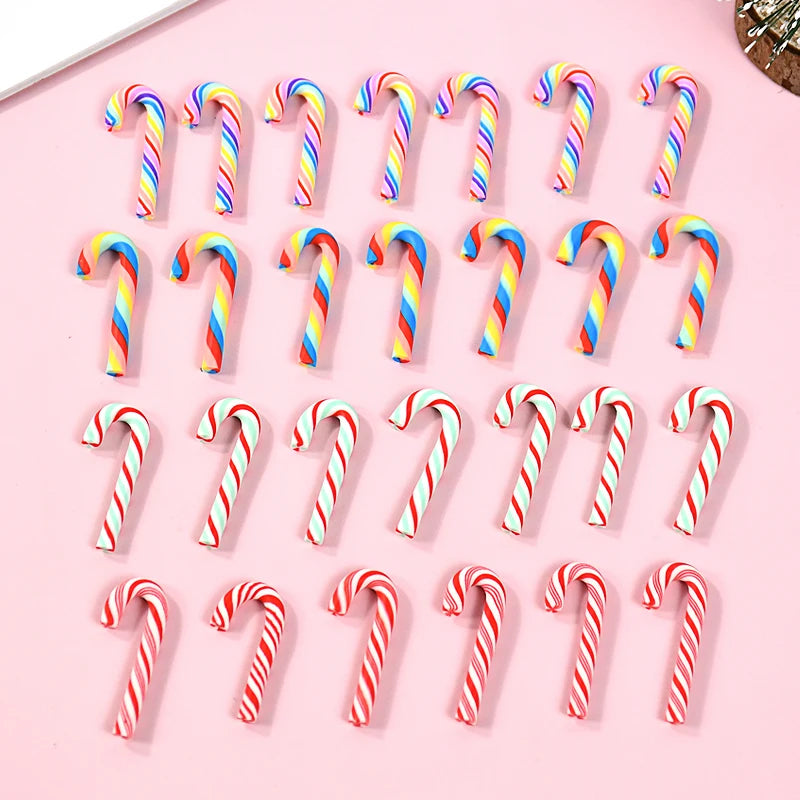 Mini Candy Cane Christmas Decorations – Red & White Resin Pendants (10/30/50 Pcs)