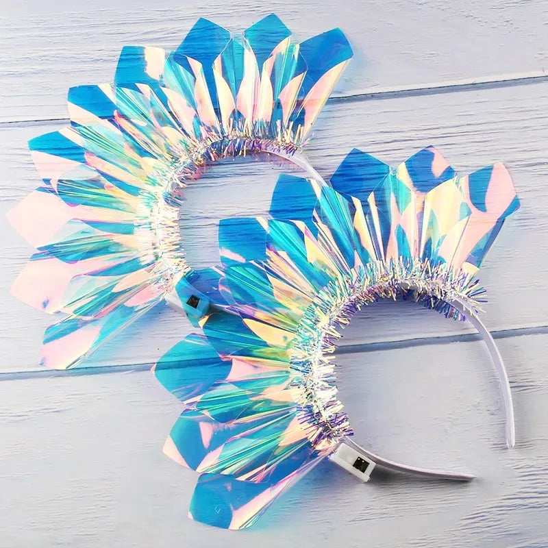 LED Light-Up Laser Headband – Glowing Iridescent Hair Hoop for Festivals, Concerts, Birthdays & Halloween (1, 2, 4, 8 or 10 Pcs)