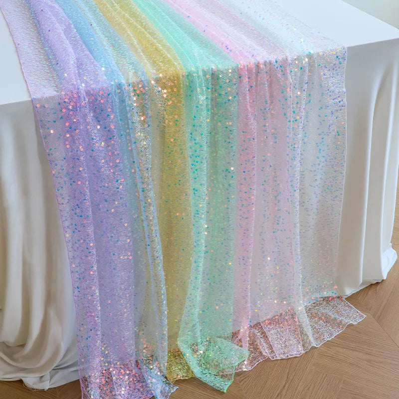 Iridescent Sequin Table Runner – 180 x 30cm Glitter Party & Wedding Decor