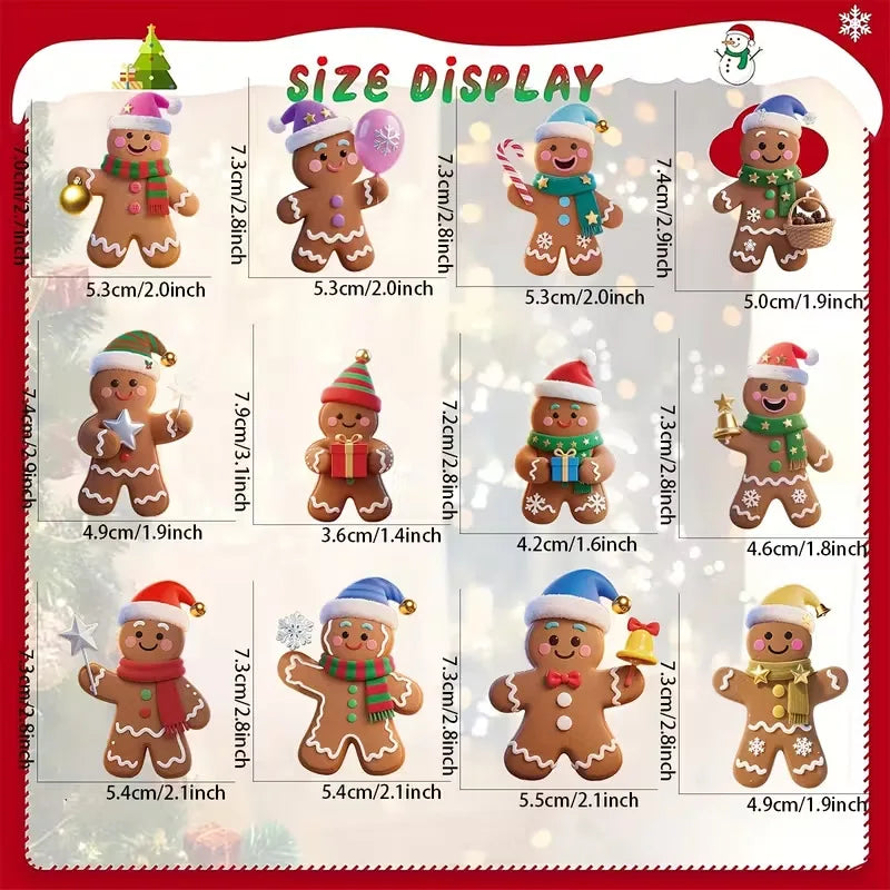 Christmas Gingerbread Man Ornaments – 12 or 24 Pcs Wooden Xmas Tree Hanging Pendants