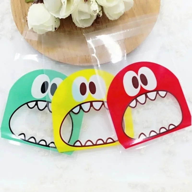 Cute Cartoon Monster & Animal Self-Adhesive Treat Bags – Cookie & Candy Packaging (50 Pack, 7x7cm & 10x10cm)