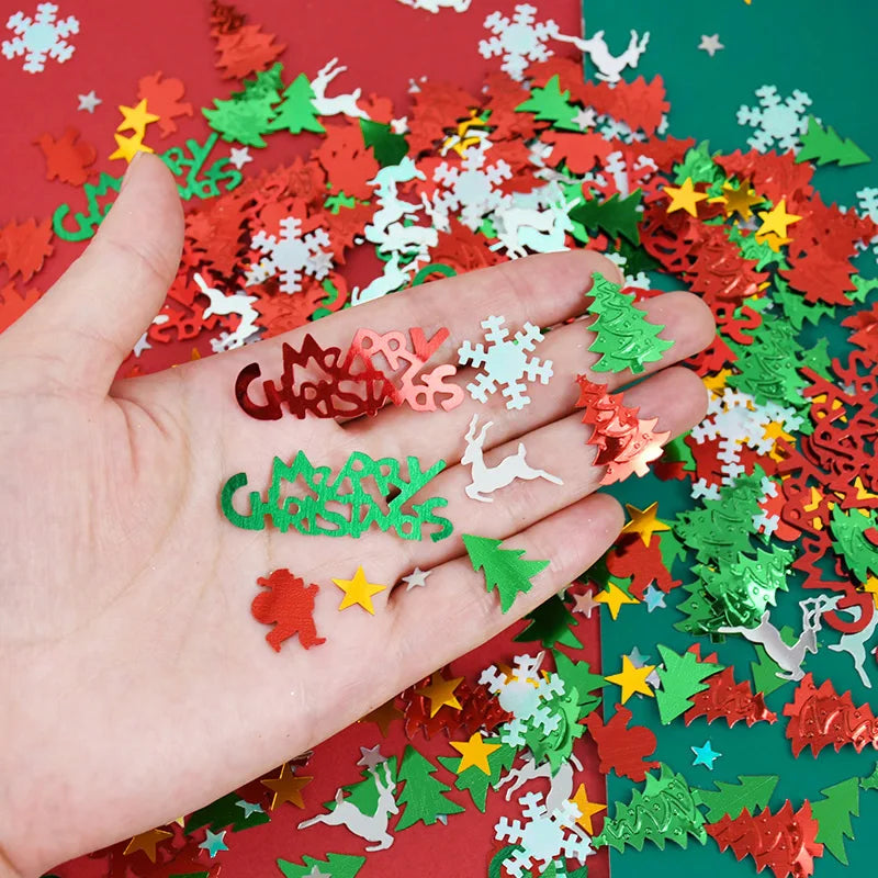 Christmas Table Confetti – Xmas Tree & Snowflake Sequin Mix